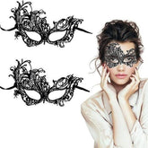 NessiWorld Black Color Lace Cut Lace Embroidered Prom Party Mask No. 1